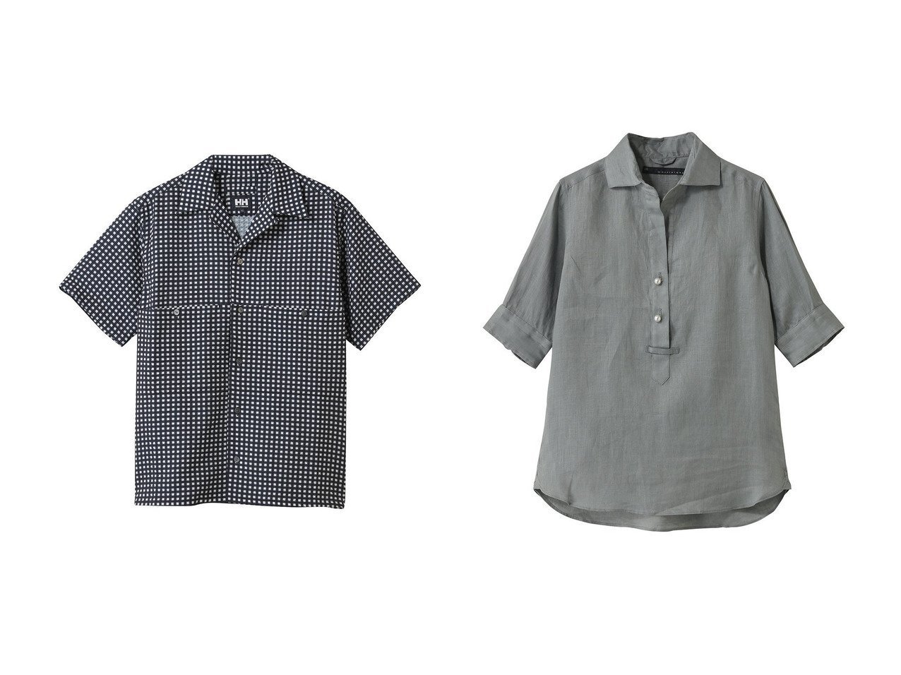 【HELLY HANSEN/ヘリーハンセン】の【UNISEX】マリンリゾートシアサッカーシャツ&【martinique/マルティニーク】の《定番》五分袖パールスキッパーシャツ 【トップス、カットソー】 おすすめ人気トレンドファッション通販アイテム インテリア・キッズ・メンズ・レディースファッション・服の通販 founy(ファニー) 　ファッション　Fashion　レディースファッション　WOMEN　トップス・カットソー　Tops/Tshirt　シャツ/ブラウス　Shirts/Blouses　スキッパー　Skipper　スリーブ　Sleeve　センター　Center　デニム　Denim　パール　Pearl　リネン　Linen　ロング　Long　定番　Standard　NEW・新作・新着・新入荷　New Arrivals　ホワイト系　White　イエロー系　Yellow　ブルー系　Blue　|ID:crp329100000216741