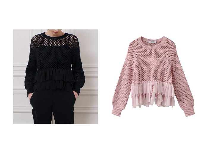 【allureville/アルアバイル】の【Loulou Willoughby】シフォンパピエメッシュプルオーバー 【通販サイトで人気ランキング上位、おすすめ!レディースファッション通販 / Popular clothes】   おすすめ人気トレンドファッション通販アイテム 人気、トレンドファッション・服の通販 founy(ファニー) ファッション Fashion レディースファッション WOMEN トップス・カットソー Tops/Tshirt ニット Knit Tops プルオーバー Pullover シアー Sheer シフォン Chiffon フリンジ Fringe メッシュ Mesh 夏 Summer 春 Spring S/S・春夏 Ss・Spring/Summer |ID:crp329100000216758