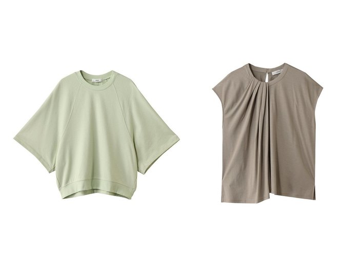 【ebure/エブール】のコンパクトドレープ天竺 イレギュラータックカットソー&ライトミニ裏毛 ボリュームスリーブカットソー 【トップス、カットソー】 おすすめ人気トレンドファッション通販アイテム 人気、トレンドファッション・服の通販 founy(ファニー) 　ファッション　Fashion　レディースファッション　WOMEN　トップス・カットソー　Tops/Tshirt　シャツ/ブラウス　Shirts/Blouses　ロング / Tシャツ　T-Shirts　カットソー　Cut and Sewn　ボリュームスリーブ / フリル袖　Volume Sleeve　おすすめ　Recommend　アシンメトリー　Asymmetry　エレガント 上品　Elegant　ショート　Short　スリーブ　Sleeve　ドレープ　Drape　ヘムライン　Hemline　マニッシュ　Mannish　カットソー　Cut And Sew　シンプル　Simple　パターン　Pattern　|ID:crp329100000216770