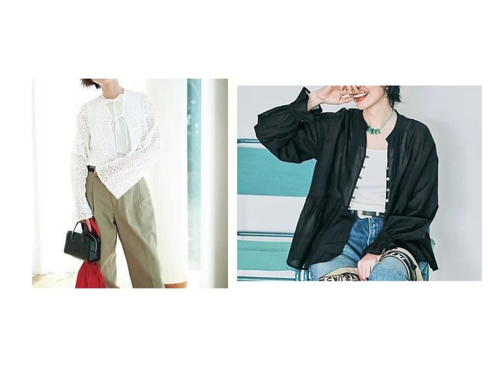 【12closet/トゥエルブクローゼット】の【洗える】涼しい長袖ピンタックブラウス&【浅見れいなさんコラボ】【洗える】ワイドスリーブレースカーディガン おすすめ人気トレンドファッション通販アイテム 人気、トレンドファッション・服の通販 founy(ファニー) ファッション Fashion レディースファッション WOMEN トップス・カットソー Tops/Tshirt カーディガン Cardigans シャツ/ブラウス Shirts/Blouses コラボ Collaboration スリーブ Sleeve フロント Front ボレロ Bolero レース Race ワイド Wide エレガント 上品 Elegant 洗える Washable シアー Sheer ペプラム Peplum 長袖 Long Sleeve |ID:crp329100000216783
