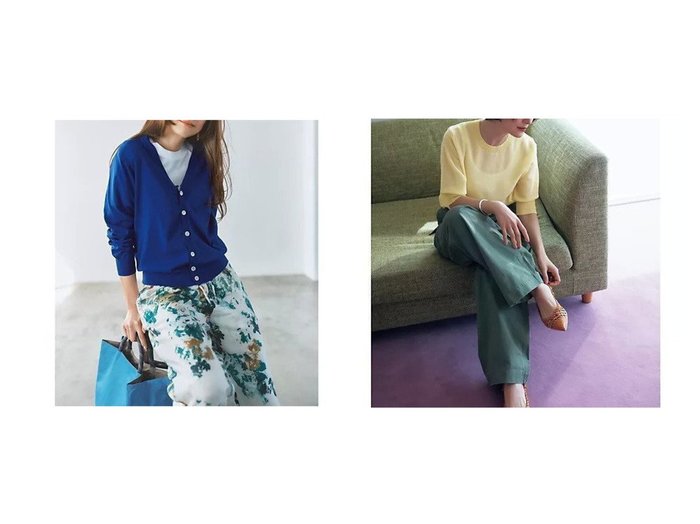 【SLOANE/スローン】の【高山都さんセレクト】シアー半袖クルーネックニット&【Marisol別注】撥水Vネックカーディガン おすすめ人気トレンドファッション通販アイテム 人気、トレンドファッション・服の通販 founy(ファニー) ファッション Fashion レディースファッション WOMEN トップス・カットソー Tops/Tshirt カーディガン Cardigans Vネック V-Neck ニット Knit Tops なめらか Smooth カーディガン Cardigan 別注 Special Order 洗える Washable シアー Sheer スリーブ Sleeve リネン Linen 半袖 Short Sleeve 夏 Summer |ID:crp329100000216789
