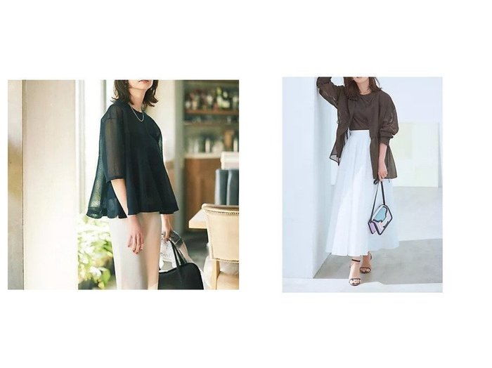 【1er Arrondissement/プルミエ アロンディスモン】の【Marisol別注】シアージャケット&【Marisol別注】シアーペプラムニット おすすめ人気トレンドファッション通販アイテム 人気、トレンドファッション・服の通販 founy(ファニー) 　ファッション　Fashion　レディースファッション　WOMEN　アウター　Coat Outerwear　ジャケット　Jackets　トップス・カットソー　Tops/Tshirt　ニット　Knit Tops　オーガンジー　Organdy　カフス　Cuffs　シアー　Sheer　シェイプ　Shape　ジャケット　Jacket　スタンド　Stand　タンク　Tank　ドローストリング　Drawstring　バランス　Balance　ワーク　Work　エレガント 上品　Elegant　人気　Popularity　別注　Special Order　夏　Summer　洗える　Washable　羽織　Haori　フレア　Flare　ペプラム　Peplum　|ID:crp329100000216794