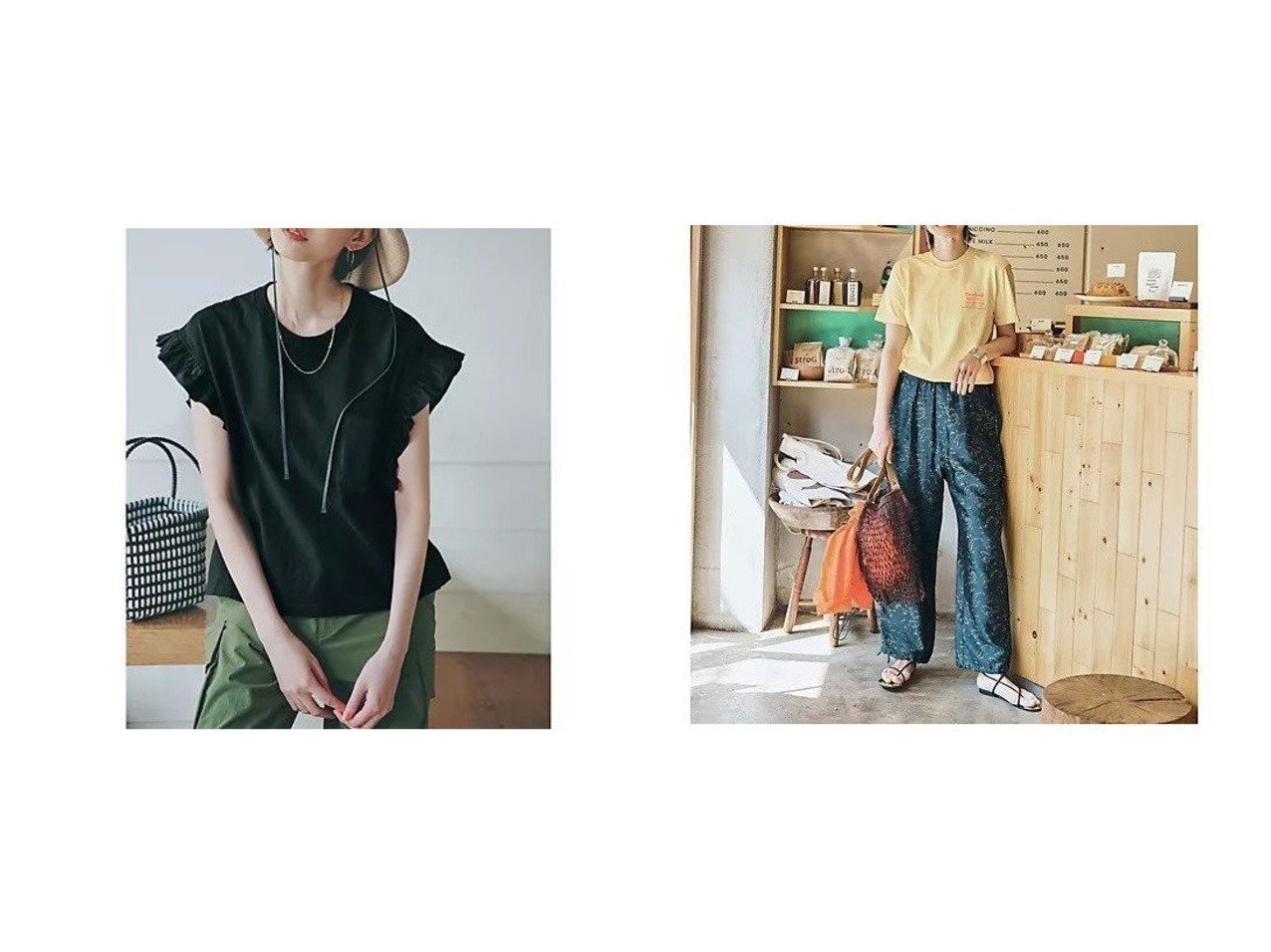【dahlia/ダリア】の【LEE別注】【洗える】ショート丈異素材切り替えトップス&【PARROTT CANVAS/パロットキャンバス】の【LEE別注】【洗える】S T-SHIRT おすすめ人気トレンドファッション通販アイテム インテリア・キッズ・メンズ・レディースファッション・服の通販 founy(ファニー) 　ファッション　Fashion　レディースファッション　WOMEN　トップス・カットソー　Tops/Tshirt　シャツ/ブラウス　Shirts/Blouses　ロング / Tシャツ　T-Shirts　ショート　Short　バランス　Balance　フリル　Frills　ポケット　Pocket　別注　Special Order　洗える　Washable　ブラック系　Black　ホワイト系　White　ブルー系　Blue　|ID:crp329100000216796