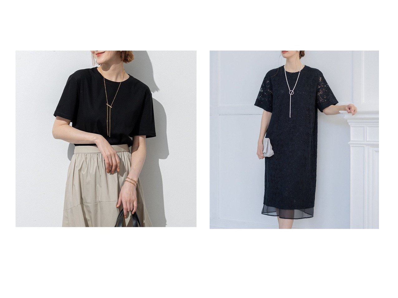 【NIJYUSANKU/23区】の【APPLAUDIR】シアーコンビ レースドレス&【汗じみ防止/速乾】ベーシック IT TEE おすすめ人気トレンドファッション通販アイテム インテリア・キッズ・メンズ・レディースファッション・服の通販 founy(ファニー) 　ファッション　Fashion　レディースファッション　WOMEN　トップス・カットソー　Tops/Tshirt　シャツ/ブラウス　Shirts/Blouses　ロング / Tシャツ　T-Shirts　カットソー　Cut and Sewn　ワンピース　Dress　ドレス　Party Dresses　インナー　Inner　春　Spring　カットソー　Cut And Sew　キャミソール　Camisole　クロップド　Cropped　シンプル　Simple　ストレッチ　Stretch　スリーブ　Sleeve　定番　Standard　バランス　Balance　フレンチ　French　ベーシック　Basic　半袖　Short Sleeve　S/S・春夏　Ss・Spring/Summer　NEW・新作・新着・新入荷　New Arrivals　夏　Summer　2025年　2025　2025春夏・S/S　Ss,Spring/Summer,2025　ブラック系　Black　ホワイト系　White　|ID:crp329100000216803