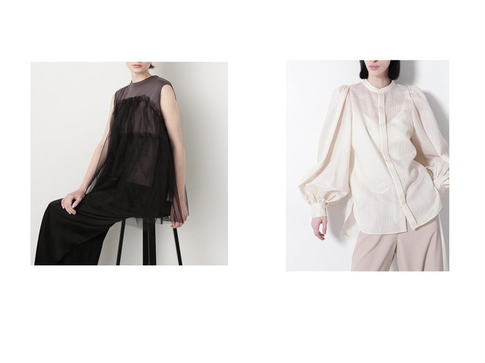 【hueLe Museum/ヒューエルミュージアム】の【STUMBLY】Sheer Striped Shirts&【STUMBLY】Tulle Combination Tops おすすめ人気トレンドファッション通販アイテム 人気、トレンドファッション・服の通販 founy(ファニー) ファッション Fashion レディースファッション WOMEN トップス・カットソー Tops/Tshirt キャミソール / ノースリーブ No Sleeves シャツ/ブラウス Shirts/Blouses ロング / Tシャツ T-Shirts カットソー Cut and Sewn キャミソール Camisole シンプル Simple タンク Tank チュール Tulle ノースリーブ No Sleeve モノトーン Monotone ストライプ Stripe スリーブ Sleeve フェミニン Feminine ロング Long |ID:crp329100000216826