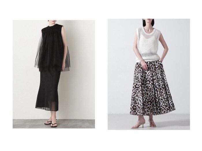 【hueLe Museum/ヒューエルミュージアム】の【STUMBLY】Sheer Satin Combi Skirt&【STUMBLY】Printed Flare Skirt おすすめ人気トレンドファッション通販アイテム 人気、トレンドファッション・服の通販 founy(ファニー) ファッション Fashion レディースファッション WOMEN スカート Skirt ロングスカート Long Skirt オーガンジー Organdy サテン Satin バランス Balance フロント Front ベーシック Basic マーメイド Mermaid モダン Modern ロング Long ギャザー Gather クール Cool ドット Dot プリント Print レオパード Leopard 定番 Standard |ID:crp329100000216831