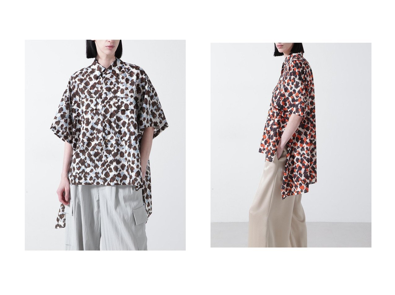 【hueLe Museum/ヒューエルミュージアム】の【STUMBLY】Printed Military Shirts おすすめ人気トレンドファッション通販アイテム インテリア・キッズ・メンズ・レディースファッション・服の通販 founy(ファニー) 　ファッション　Fashion　レディースファッション　WOMEN　トップス・カットソー　Tops/Tshirt　シャツ/ブラウス　Shirts/Blouses　オーガンジー　Organdy　クール　Cool　ショート　Short　スリーブ　Sleeve　ドット　Dot　プリント　Print　ミリタリー　Military　レオパード　Leopard　ブルー系　Blue　ピンク系　Pink　|ID:crp329100000216834