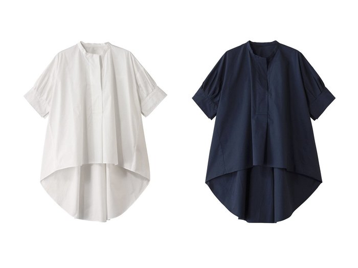 【PLAIN PEOPLE/プレインピープル】のクールマックスストレッチパフスリーブブラウス おすすめ人気トレンドファッション通販アイテム 人気、トレンドファッション・服の通販 founy(ファニー) 　ファッション　Fashion　レディースファッション　WOMEN　トップス・カットソー　Tops/Tshirt　シャツ/ブラウス　Shirts/Blouses　ショート　Short　シンプル　Simple　スタンド　Stand　スリーブ　Sleeve　ドレープ　Drape　ヘムライン　Hemline　NEW・新作・新着・新入荷　New Arrivals　|ID:crp329100000216840