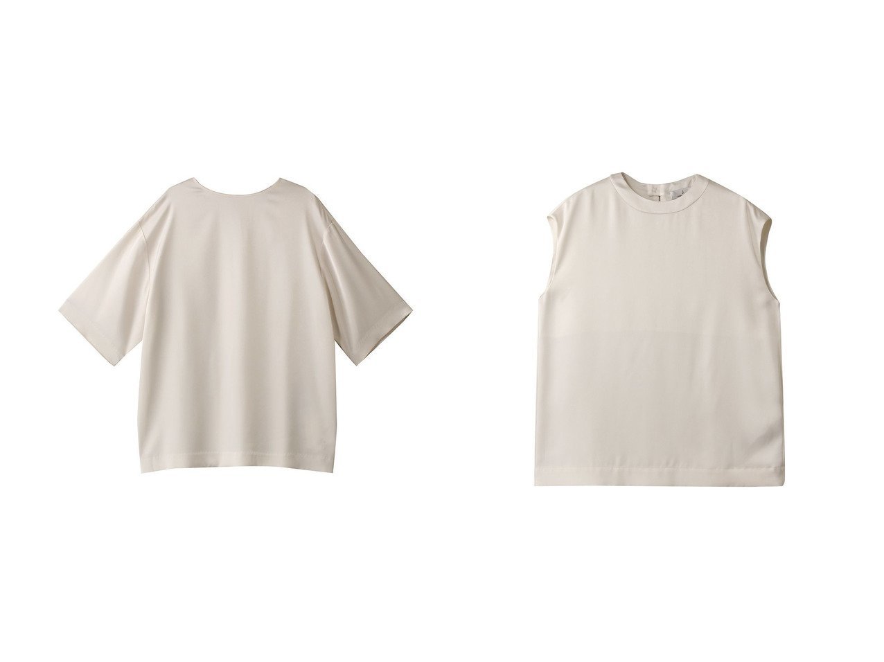 【j./ジェイドット】のダブルサテンスリーブレスブラウス&ダブルサテンオーバーサイズブラウス 【トップス、カットソー】 おすすめ人気トレンドファッション通販アイテム インテリア・キッズ・メンズ・レディースファッション・服の通販 founy(ファニー) 　ファッション　Fashion　レディースファッション　WOMEN　トップス・カットソー　Tops/Tshirt　シャツ/ブラウス　Shirts/Blouses　キャミソール / ノースリーブ　No Sleeves　スリーブ　Sleeve　セットアップ　Set Up　ファブリック　Fabric　フェミニン　Feminine　ボトム　Bottom　リボン　Ribbon　ロング　Long　エレガント 上品　Elegant　NEW・新作・新着・新入荷　New Arrivals　ホワイト系　White　ブラック系　Black　|ID:crp329100000216848