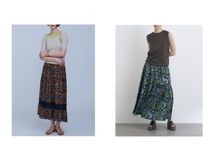 【HOUSE OF LOTUS/ハウス オブ ロータス】のボタニカルプリントヘムレーススカート&ボタニカルハンマーサテンスカート 【通販サイトで人気ランキング上位、おすすめ!レディースファッション通販】   おすすめ人気トレンドファッション通販アイテム 人気、トレンドファッション・服の通販 founy(ファニー) ファッション Fashion レディースファッション WOMEN スカート Skirt ロングスカート Long Skirt インド India オレンジ Orange ギャザー Gather プリント Print レース Race ロング Long 再入荷 Restock/Back In Stock/Re Arrival |ID:crp329100000216899