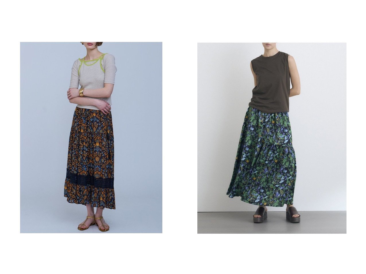 【HOUSE OF LOTUS/ハウス オブ ロータス】のボタニカルプリントヘムレーススカート&ボタニカルハンマーサテンスカート 【通販サイトで人気ランキング上位、おすすめ!レディースファッション通販】   おすすめ人気トレンドファッション通販アイテム インテリア・キッズ・メンズ・レディースファッション・服の通販 founy(ファニー) 　ファッション　Fashion　レディースファッション　WOMEN　スカート　Skirt　ロングスカート　Long Skirt　インド　India　オレンジ　Orange　ギャザー　Gather　プリント　Print　レース　Race　ロング　Long　再入荷　Restock/Back In Stock/Re Arrival　ブラック系　Black　|ID:crp329100000216899