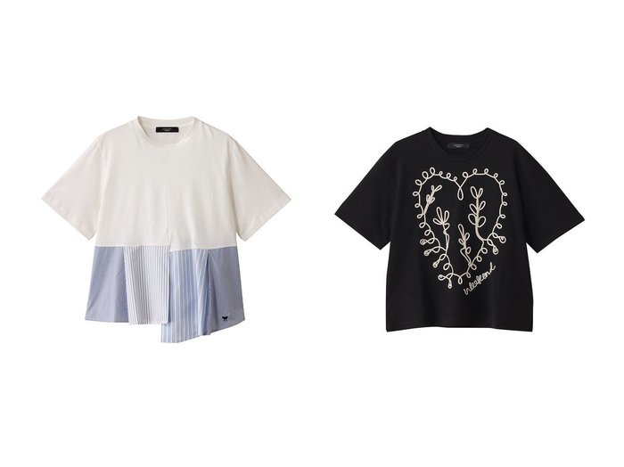 【Max Mara/マックスマーラ】の【Weekend Max Mara】BIRD コットンコンビアシメTシャツ&【Weekend Max Mara】LECCO コットンジャージーアートTシャツ 【通販サイトで人気ランキング上位、おすすめ!レディースファッション通販】   おすすめ人気トレンドファッション通販アイテム 人気、トレンドファッション・服の通販 founy(ファニー) ファッション Fashion レディースファッション WOMEN トップス・カットソー Tops/Tshirt シャツ/ブラウス Shirts/Blouses ロング / Tシャツ T-Shirts カットソー Cut and Sewn コンビ Combination ショート Short シンプル Simple ストライプ Stripe スリーブ Sleeve ドッキング Docking プリーツ Pleats バランス Balance プリント Print |ID:crp329100000216903
