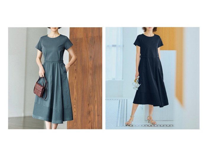 【DoCLASSE/ドゥクラッセ】の異素材コンビ・アシンメトリーワンピース 【40代50代からの婦人服 通販サイトで人気ランキング上位、おすすめ!レディースファッション通販 / Popular clothes】   おすすめ人気トレンドファッション通販アイテム 人気、トレンドファッション・服の通販 founy(ファニー) ファッション Fashion レディースファッション WOMEN ワンピース Dress NEW・新作・新着・新入荷 New Arrivals なめらか Smooth アシンメトリー Asymmetry カットソー Cut And Sew タフタ Taffeta フィット Fit フレア Flare リラックス Relax |ID:crp329100000216936