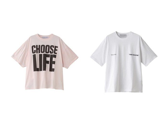 【THIRD MAGAZINE/サードマガジン】の【ELLE SHOP限定】サイドスリットTシャツ&【別注】KATHARINE HAMNETT CHOOSE LIFE Tシャツ 【通販サイトで人気ランキング上位、おすすめ!レディースファッション通販 / Popular clothes】  おすすめ人気トレンドファッション通販アイテム 人気、トレンドファッション・服の通販 founy(ファニー) ファッション Fashion レディースファッション WOMEN トップス・カットソー Tops/Tshirt シャツ/ブラウス Shirts/Blouses ロング / Tシャツ T-Shirts カットソー Cut and Sewn ショート Short スリーブ Sleeve フロント Front ボトム Bottom 別注 Special Order ジャケット Jacket スリット Slit デニム Denim トレンド Trend プリーツ Pleats |ID:crp329100000216950
