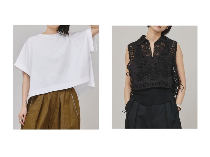 【Curensology/カレンソロジー】のエンブロイダリーブラウス&ワイドボクシーTシャツ 【通販サイトで人気ランキング上位、おすすめ!レディースファッション通販 / Popular clothes】  おすすめ人気トレンドファッション通販アイテム 人気、トレンドファッション・服の通販 founy(ファニー) ファッション Fashion レディースファッション WOMEN トップス・カットソー Tops/Tshirt キャミソール / ノースリーブ No Sleeves シャツ/ブラウス Shirts/Blouses ロング / Tシャツ T-Shirts カットソー Cut and Sewn インド India サマー Summer ノースリーブ No Sleeve ベスト Vest メッシュ Mesh リボン Ribbon 再入荷 Restock/Back In Stock/Re Arrival 夏 Summer ショート Short スリーブ Sleeve ワイド Wide 日本製 Made In Japan |ID:crp329100000216954