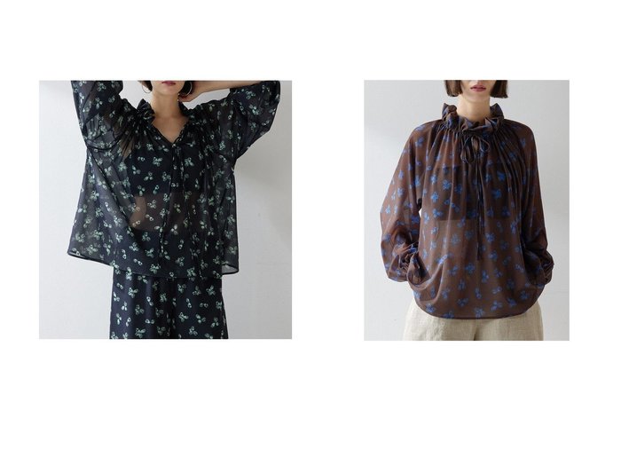 【Whim Gazette/ウィムガゼット】のシアーフラワーギャザーブラウス おすすめ人気トレンドファッション通販アイテム 人気、トレンドファッション・服の通販 founy(ファニー) 　ファッション　Fashion　レディースファッション　WOMEN　トップス・カットソー　Tops/Tshirt　シャツ/ブラウス　Shirts/Blouses　おすすめ　Recommend　シアー　Sheer　シフォン　Chiffon　ストレッチ　Stretch　スリーブ　Sleeve　セットアップ　Set Up　デニム　Denim　ロング　Long　ヴィンテージ　Vintage　エレガント 上品　Elegant　NEW・新作・新着・新入荷　New Arrivals　|ID:crp329100000216975
