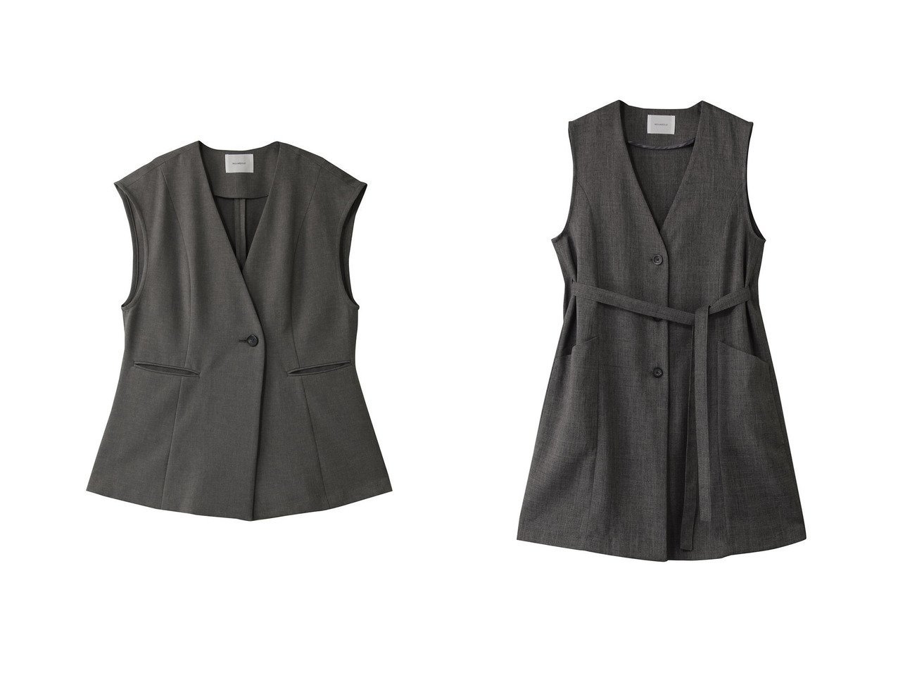 【MIDIUMISOLID/ミディウミソリッド】のno collar vest.M ベスト&A-line no collar long gilet.S ジレ おすすめ人気トレンドファッション通販アイテム インテリア・キッズ・メンズ・レディースファッション・服の通販 founy(ファニー) 　ファッション　Fashion　レディースファッション　WOMEN　アウター　Coat Outerwear　ジャケット　Jackets　おすすめ　Recommend　ジャケット　Jacket　スリーブ　Sleeve　フレア　Flare　フレンチ　French　ベスト　Vest　エレガント 上品　Elegant　NEW・新作・新着・新入荷　New Arrivals　グレー系　Gray　ブラック系　Black　|ID:crp329100000216996