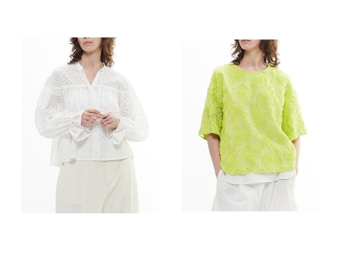 【PLAIN PEOPLE/プレインピープル】のカットジャガードTシャツ型ブラウス&レースショート丈ブラウス おすすめ人気トレンドファッション通販アイテム 人気、トレンドファッション・服の通販 founy(ファニー) 　ファッション　Fashion　レディースファッション　WOMEN　トップス・カットソー　Tops/Tshirt　シャツ/ブラウス　Shirts/Blouses　ロング / Tシャツ　T-Shirts　キャミワンピース　Cami Dress　コンパクト　Compact　ショート　Short　スリーブ　Sleeve　バランス　Balance　レース　Race　ロング　Long　ワーク　Work　夏　Summer　NEW・新作・新着・新入荷　New Arrivals　|ID:crp329100000217040