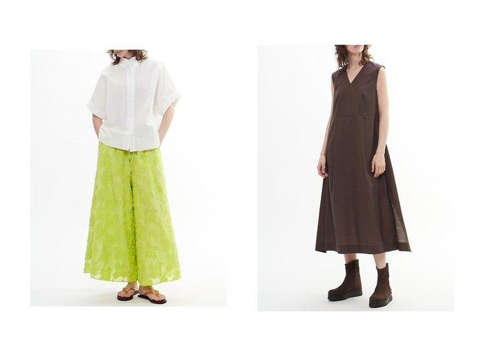 【PLAIN PEOPLE/プレインピープル】のカットジャガードフレアーパンツ&マーブルローンエプロン風ワンピース おすすめ人気トレンドファッション通販アイテム 人気、トレンドファッション・服の通販 founy(ファニー) ファッション Fashion レディースファッション WOMEN ワンピース Dress チュニック Tunic パンツ Pants チュニック Tunic リネン Linen ロング Long NEW・新作・新着・新入荷 New Arrivals |ID:crp329100000217042