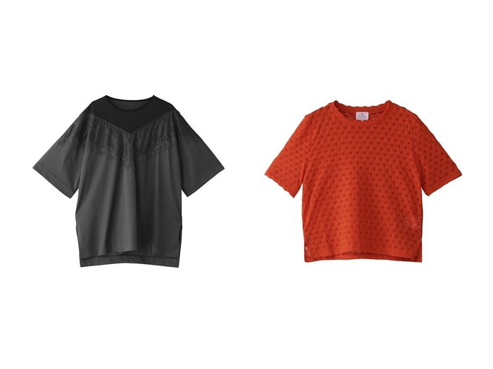 【LANVIN en Bleu/ランバン オン ブルー】のシアーレースカットソー&レースコンビカットソー トップス、カットソー おすすめ人気トレンドファッション通販アイテム 人気、トレンドファッション・服の通販 founy(ファニー) 　ファッション　Fashion　レディースファッション　WOMEN　トップス・カットソー　Tops/Tshirt　シャツ/ブラウス　Shirts/Blouses　ロング / Tシャツ　T-Shirts　カットソー　Cut and Sewn　カットソー　Cut And Sew　コンビ　Combination　ショート　Short　スリーブ　Sleeve　レース　Race　NEW・新作・新着・新入荷　New Arrivals　コンパクト　Compact　フェミニン　Feminine　夏　Summer　春　Spring　S/S・春夏　Ss・Spring/Summer　|ID:crp329100000217082