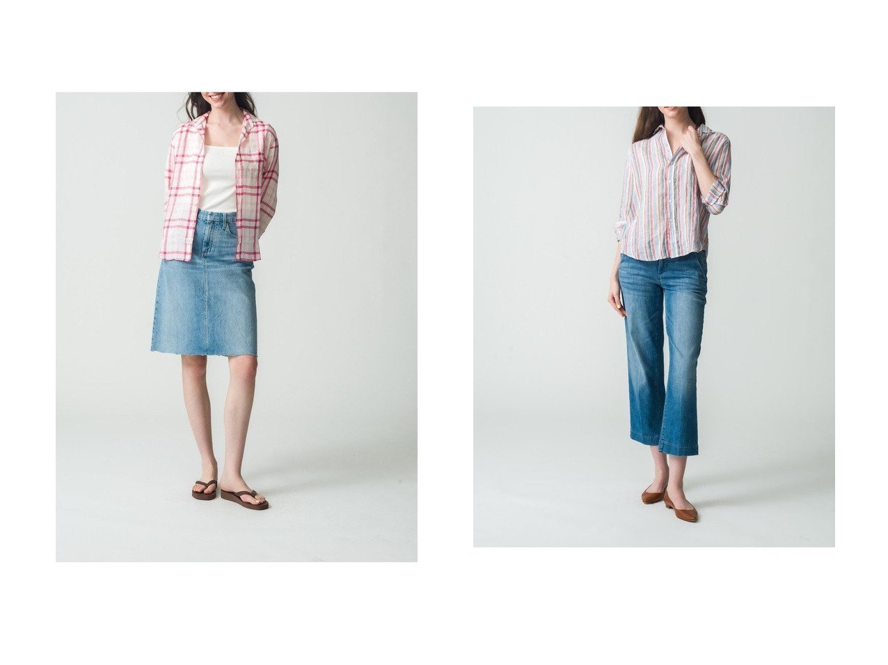 【Frank&Eileen/フランク&アイリーン】のEILEEN イタリアンリネン ピンクチェックシャツ&EILEEN イタリアンリネン マルチストライプシャツ トップス、カットソー おすすめ人気トレンドファッション通販アイテム インテリア・キッズ・メンズ・レディースファッション・服の通販 founy(ファニー) 　ファッション　Fashion　レディースファッション　WOMEN　トップス・カットソー　Tops/Tshirt　シャツ/ブラウス　Shirts/Blouses　スリーブ　Sleeve　チェック　Check　デニム　Denim　フェミニン　Feminine　リネン　Linen　ロング　Long　夏　Summer　NEW・新作・新着・新入荷　New Arrivals　春　Spring　S/S・春夏　Ss・Spring/Summer　ストライプ　Stripe　今季　This Season　レッド系　Red　オレンジ系　Orange　|ID:crp329100000217086