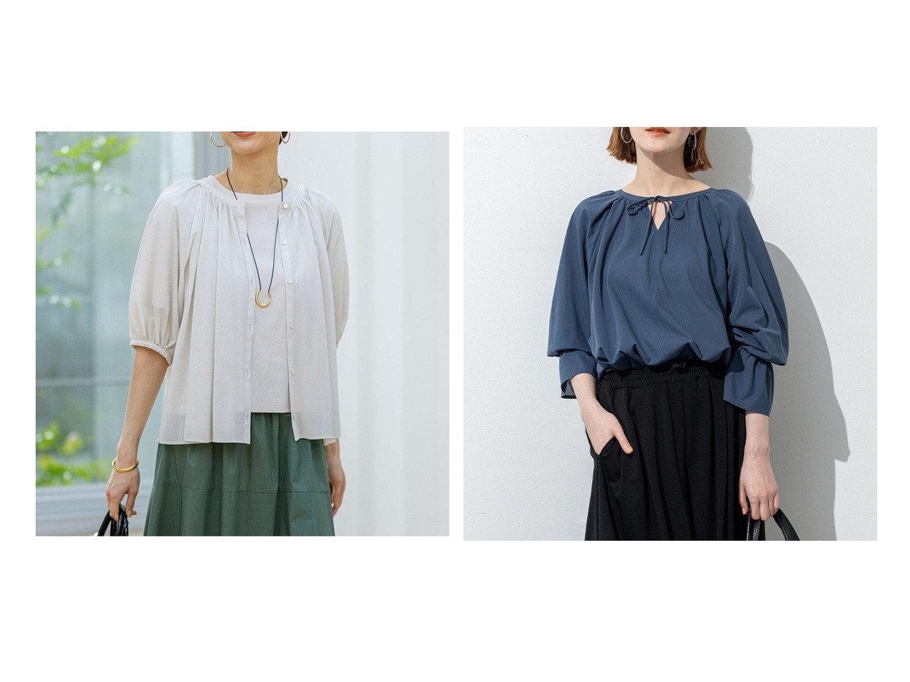 【NIJYUSANKU/23区】の【/洗える】クリアトリコットジャージー ティアードデザイン カットソー&【/洗える】クリアトリコットジャージー ギャザーデザイン カットソー おすすめ人気トレンドファッション通販アイテム インテリア・キッズ・メンズ・レディースファッション・服の通販 founy(ファニー) 　ファッション　Fashion　レディースファッション　WOMEN　トップス・カットソー　Tops/Tshirt　シャツ/ブラウス　Shirts/Blouses　ロング / Tシャツ　T-Shirts　カットソー　Cut and Sewn　春　Spring　洗える　Washable　カットソー　Cut And Sew　ギャザー　Gather　シアー　Sheer　ベーシック　Basic　ボトム　Bottom　羽織　Haori　ワイド　Wide　S/S・春夏　Ss・Spring/Summer　NEW・新作・新着・新入荷　New Arrivals　夏　Summer　2025年　2025　2025春夏・S/S　Ss,Spring/Summer,2025　ベージュ系　Beige　ブラック系　Black　ブルー系　Blue　|ID:crp329100000217113