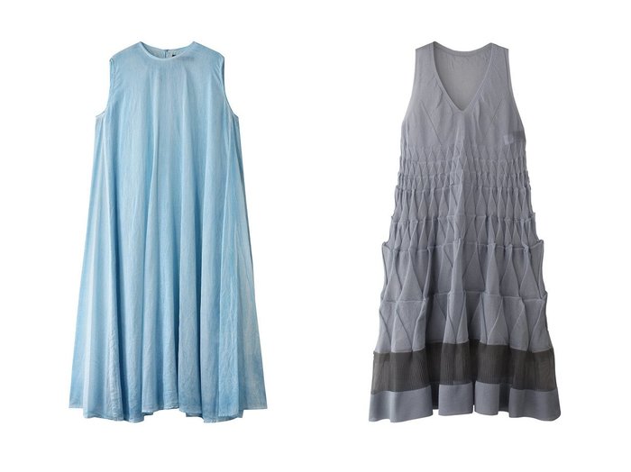 【heliopole/エリオポール】の【boussole】2WAYノースリーブドレス&【mizuiro ind/ミズイロ インド】のpigment dyed long flare OP ワンピース ワンピース、ドレス おすすめ人気トレンドファッション通販アイテム 人気、トレンドファッション・服の通販 founy(ファニー) ファッション Fashion レディースファッション WOMEN ワンピース Dress チュニック Tunic ドレス Party Dresses イレギュラー Irregular エアリー Airy チュニック Tunic デニム Denim フェミニン Feminine フレア Flare ロング Long 夏 Summer NEW・新作・新着・新入荷 New Arrivals |ID:crp329100000217132