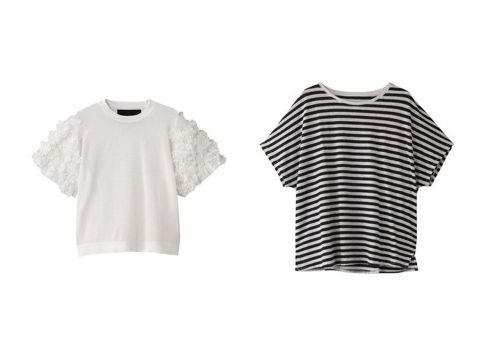 【heliopole/エリオポール】の【MAJESTIC FILATURES】ボーダークルーネックカットソー&【boussole】FLOWER SLEEVE ニット トップス、カットソー おすすめ人気トレンドファッション通販アイテム 人気、トレンドファッション・服の通販 founy(ファニー) ファッション Fashion レディースファッション WOMEN トップス・カットソー Tops/Tshirt ニット Knit Tops プルオーバー Pullover シャツ/ブラウス Shirts/Blouses ロング / Tシャツ T-Shirts カットソー Cut and Sewn ショート Short デニム Denim バランス Balance フラワー Flower レース Race 夏 Summer NEW・新作・新着・新入荷 New Arrivals 春 Spring S/S・春夏 Ss・Spring/Summer カットソー Cut And Sew シンプル Simple スリーブ Sleeve ボーダー Border リネン Linen 定番 Standard |ID:crp329100000217134