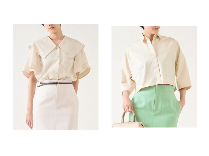 【martinique/マルティニーク】のナチュラルデシンブラウス&クロップドシャツ(セットアップ可) トップス、カットソー おすすめ人気トレンドファッション通販アイテム 人気、トレンドファッション・服の通販 founy(ファニー) ファッション Fashion レディースファッション WOMEN トップス・カットソー Tops/Tshirt シャツ/ブラウス Shirts/Blouses とろみ Thickness クラシック Classic ショート Short シルク Silk ストライプ Stripe スリット Slit スリーブ Sleeve エレガント 上品 Elegant NEW・新作・新着・新入荷 New Arrivals |ID:crp329100000217139