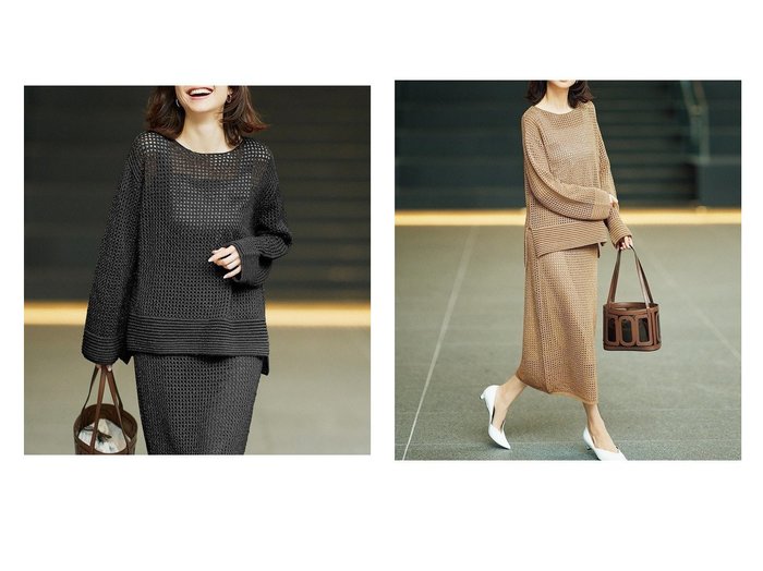 【DoCLASSE/ドゥクラッセ】のラメ糸メッシュニット・ボートネックプルオーバー 40代50代からの婦人服【通販サイトで人気ランキング上位、おすすめ!レディースファッション通販 / Popular clothes】   おすすめ人気トレンドファッション通販アイテム 人気、トレンドファッション・服の通販 founy(ファニー) 　ファッション　Fashion　レディースファッション　WOMEN　ワンピース　Dress　NEW・新作・新着・新入荷　New Arrivals　おすすめ　Recommend　セットアップ　Set Up　メッシュ　Mesh　夏　Summer　|ID:crp329100000217180