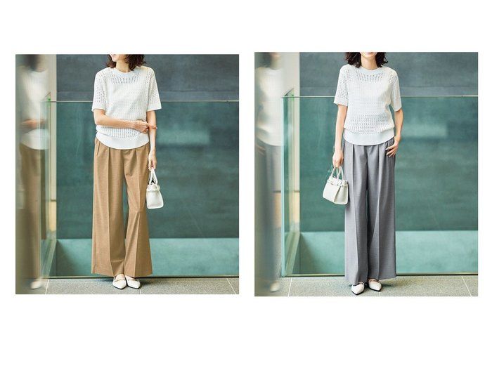 【DoCLASSE/ドゥクラッセ】のヘザーストレッチ・2タックワイドパンツ 40代50代からの婦人服【通販サイトで人気ランキング上位、おすすめ!レディースファッション通販 / Popular clothes】   おすすめ人気トレンドファッション通販アイテム 人気、トレンドファッション・服の通販 founy(ファニー) 　ファッション　Fashion　レディースファッション　WOMEN　パンツ　Pants　ストレッチ　Stretch　スマート　Smart　夏　Summer　|ID:crp329100000217182
