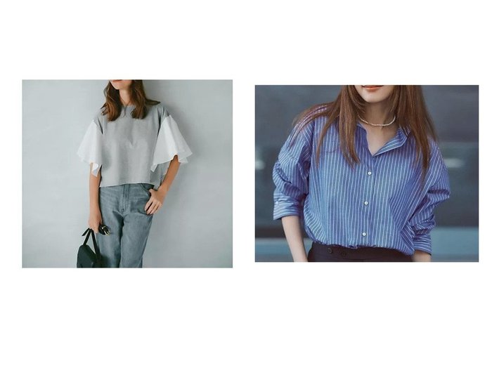 【ADAWAS/アダワス】の【HPS別注】袖フリルTシャツ&【Demi-Luxe BEAMS/デミルクス ビームス】の【Marisol別注】2wayオーバーシャツ トップス、カットソー おすすめ人気トレンドファッション通販アイテム 人気、トレンドファッション・服の通販 founy(ファニー) ファッション Fashion レディースファッション WOMEN トップス・カットソー Tops/Tshirt シャツ/ブラウス Shirts/Blouses ロング / Tシャツ T-Shirts フリル Frills 別注 Special Order 洗える Washable |ID:crp329100000217207