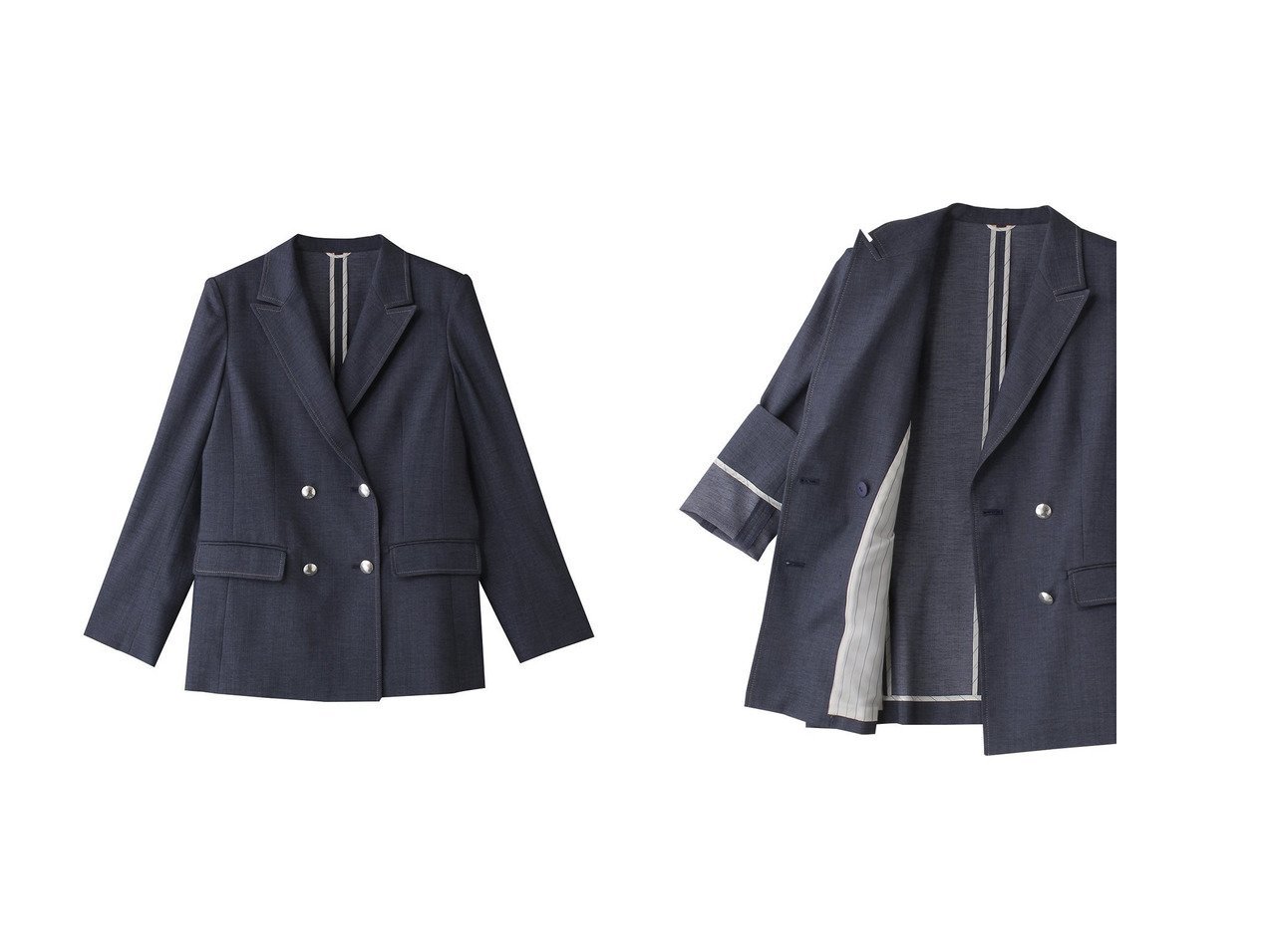 【ANAYI/アナイ】のオックスストレッチダブルジャケット コート、ジャケット おすすめ人気トレンドファッション通販アイテム インテリア・キッズ・メンズ・レディースファッション・服の通販 founy(ファニー) 　ファッション　Fashion　レディースファッション　WOMEN　アウター　Coat Outerwear　ジャケット　Jackets　オックス　Ox　ジャケット　Jacket　スリーブ　Sleeve　ダブル　Double　ロング　Long　NEW・新作・新着・新入荷　New Arrivals　ブルー系　Blue　|ID:crp329100000217233