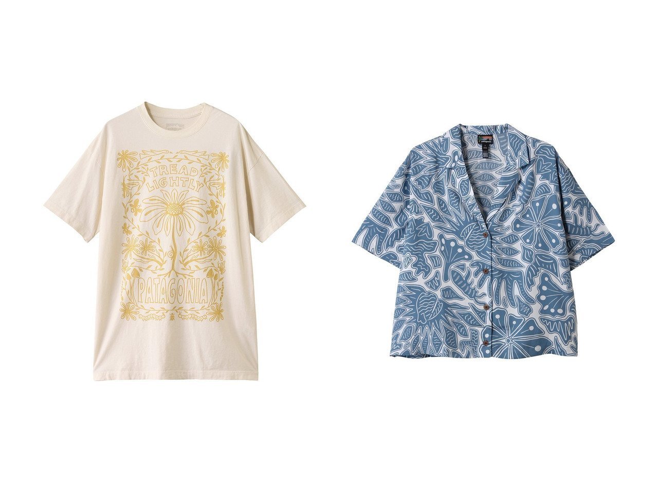 【Patagonia/パタゴニア】のウィメンズタイダルスレッズシャツ&ウィメンズトレッドライトリーオーバーサイズオーガニックTシャツ トップス、カットソー おすすめ人気トレンドファッション通販アイテム インテリア・キッズ・メンズ・レディースファッション・服の通販 founy(ファニー) 　ファッション　Fashion　レディースファッション　WOMEN　トップス・カットソー　Tops/Tshirt　シャツ/ブラウス　Shirts/Blouses　ロング / Tシャツ　T-Shirts　カットソー　Cut and Sewn　グラフィック　Graphic　ショルダー　Shoulder　ショート　Short　スリーブ　Sleeve　ドロップ　Drop　フィット　Fit　手描き　Hand Drawn　NEW・新作・新着・新入荷　New Arrivals　ビッグ　Big　ビーチ　Beach　プリント　Print　モチーフ　Motif　リゾート　Resort　夏　Summer　軽量　Lightweight　|ID:crp329100000217291