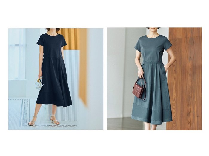 【DoCLASSE/ドゥクラッセ】の異素材コンビ・アシンメトリーワンピース 40代50代からの婦人服【通販サイトで人気ランキング上位、おすすめ!レディースファッション通販 / Popular clothes】   おすすめ人気トレンドファッション通販アイテム 人気、トレンドファッション・服の通販 founy(ファニー) ファッション Fashion レディースファッション WOMEN ワンピース Dress NEW・新作・新着・新入荷 New Arrivals なめらか Smooth アシンメトリー Asymmetry カットソー Cut And Sew タフタ Taffeta トレンド Trend フィット Fit フレア Flare リラックス Relax 人気 Popularity |ID:crp329100000217348