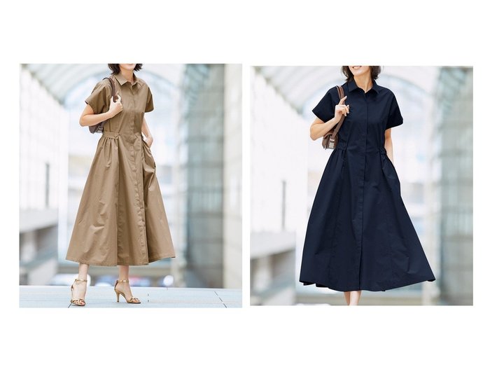 【DoCLASSE/ドゥクラッセ】のコットン混ブロード・ギャザーシャツワンピ 40代50代からの婦人服【通販サイトで人気ランキング上位、おすすめ!レディースファッション通販 / Popular clothes】   おすすめ人気トレンドファッション通販アイテム 人気、トレンドファッション・服の通販 founy(ファニー) ファッション Fashion レディースファッション WOMEN ワンピース Dress シャツワンピース Shirt Dresses ギャザー Gather フレア Flare 人気 Popularity |ID:crp329100000217349