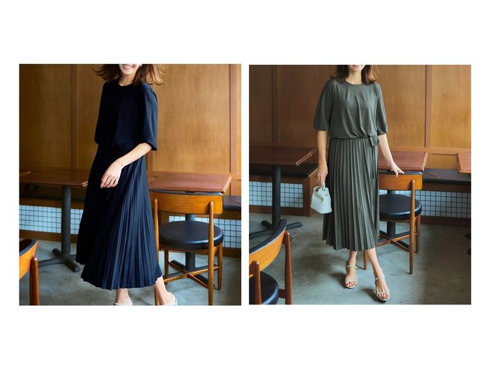 【DoCLASSE/ドゥクラッセ】のUVスラブ・プリーツワンピース/7分袖 40代50代からの婦人服【通販サイトで人気ランキング上位、おすすめ!レディースファッション通販 / Popular clothes】   おすすめ人気トレンドファッション通販アイテム 人気、トレンドファッション・服の通販 founy(ファニー) 　ファッション　Fashion　レディースファッション　WOMEN　ワンピース　Dress　プリーツ　Pleats　エレガント 上品　Elegant　夏　Summer　|ID:crp329100000217351