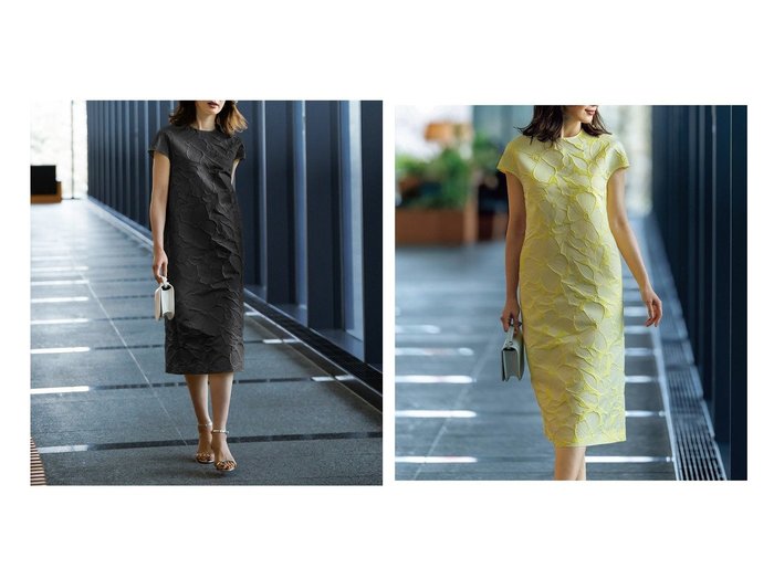 【DoCLASSE/ドゥクラッセ】のフラワージャカード・キャップスリーブワンピース 40代50代からの婦人服【通販サイトで人気ランキング上位、おすすめ!レディースファッション通販 / Popular clothes】   おすすめ人気トレンドファッション通販アイテム 人気、トレンドファッション・服の通販 founy(ファニー) ファッション Fashion レディースファッション WOMEN ワンピース Dress NEW・新作・新着・新入荷 New Arrivals カッティング Cutting キャップ Cap ジャカード Jacquard スリーブ Sleeve セットアップ Set Up プリント Print エレガント 上品 Elegant |ID:crp329100000217352