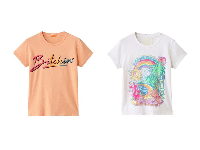 【MOTHER/マザー】の【SUPERIOR】SO CHILL プリントTシャツ(SHI)&BITCHIN プリントTシャツ(BTC) おすすめ人気トレンドファッション通販アイテム 人気、トレンドファッション・服の通販 founy(ファニー) 　ファッション　Fashion　レディースファッション　WOMEN　トップス・カットソー　Tops/Tshirt　シャツ/ブラウス　Shirts/Blouses　ロング / Tシャツ　T-Shirts　カットソー　Cut and Sewn　おすすめ　Recommend　インナー　Inner　オレンジ　Orange　グラデーション　Gradation　コンパクト　Compact　ショート　Short　スリーブ　Sleeve　フロント　Front　プリント　Print　NEW・新作・新着・新入荷　New Arrivals　イラスト　Illustration　カラフル　Colorful　サマー　Summer　夏　Summer　春　Spring　S/S・春夏　Ss・Spring/Summer　|ID:crp329100000217378