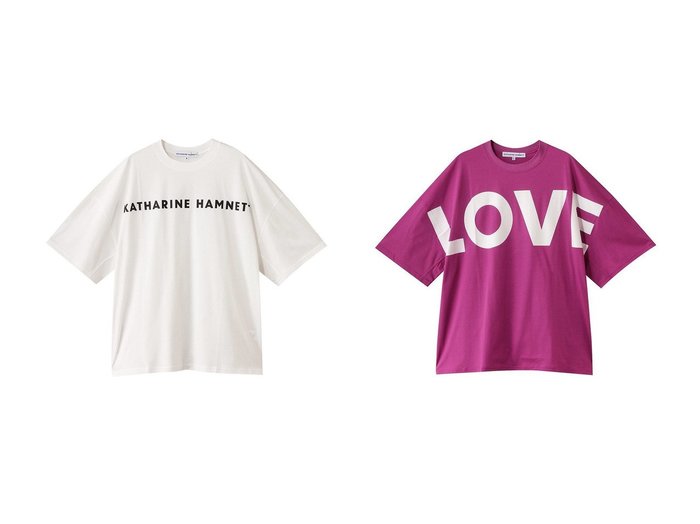 【KATHARINE HAMNETT LONDON/キャサリンハムネット】の【UNISEX】オーバーサイズ ロゴTシャツ&【UNISEX】ビッグラブ スローガンTシャツ トップス、カットソー おすすめ人気トレンドファッション通販アイテム 人気、トレンドファッション・服の通販 founy(ファニー) ファッション Fashion レディースファッション WOMEN トップス・カットソー Tops/Tshirt シャツ/ブラウス Shirts/Blouses ロング / Tシャツ T-Shirts カットソー Cut and Sewn ユニセックス Unisex おすすめ Recommend ショート Short シンプル Simple スリーブ Sleeve フロント Front ボトム Bottom NEW・新作・新着・新入荷 New Arrivals |ID:crp329100000217385