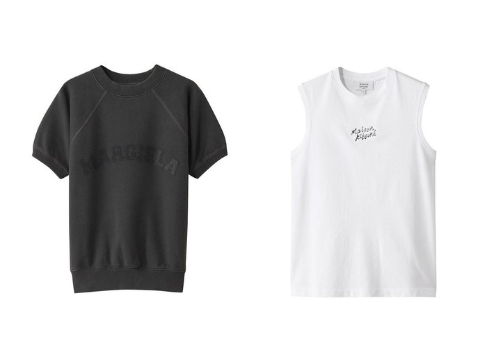 【MAISON KITSUNE/メゾン キツネ】のMETALLIC MAISON KITSUNE タンクトップ&【MAISON MARGIELA/メゾン マルジェラ】のハーフスリーブ スウェットシャツ トップス、カットソー おすすめ人気トレンドファッション通販アイテム 人気、トレンドファッション・服の通販 founy(ファニー) ファッション Fashion レディースファッション WOMEN トップス・カットソー Tops/Tshirt シャツ/ブラウス Shirts/Blouses パーカ Sweats ロング / Tシャツ T-Shirts スウェット Sweat カットソー Cut and Sewn キャミソール / ノースリーブ No Sleeves コンパクト Compact ショート Short スリーブ Sleeve ハーフ Half NEW・新作・新着・新入荷 New Arrivals |ID:crp329100000217391