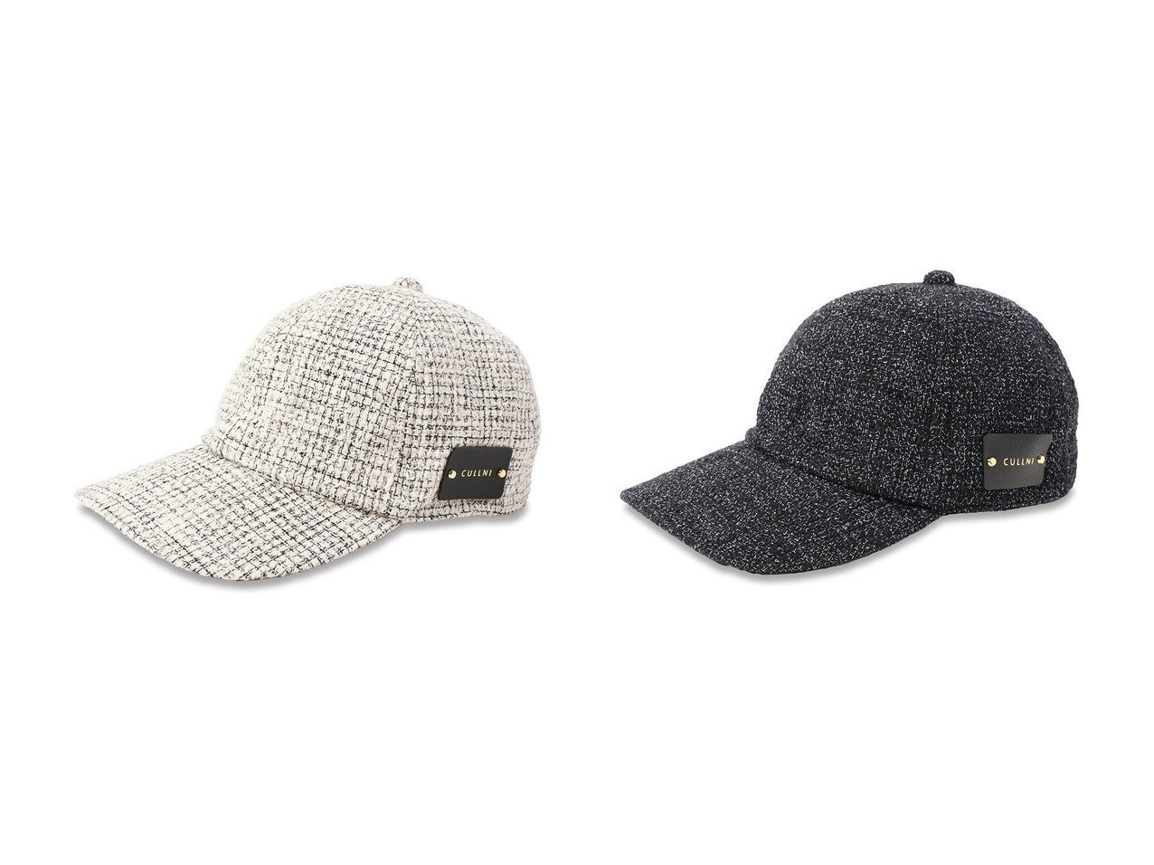 【CULLNI/クルニ】の【UNISEX】ブッチャーツイードレザーエンブレムキャップ おすすめ人気トレンドファッション通販アイテム インテリア・キッズ・メンズ・レディースファッション・服の通販 founy(ファニー) 　ファッション　Fashion　レディースファッション　WOMEN　帽子　Hats　ユニセックス　Unisex　キャップ　Cap　ミックス　Mix　エレガント 上品　Elegant　再入荷　Restock/Back In Stock/Re Arrival　帽子　Hat　ホワイト系　White　ブルー系　Blue　ブラック系　Black　|ID:crp329100000217403