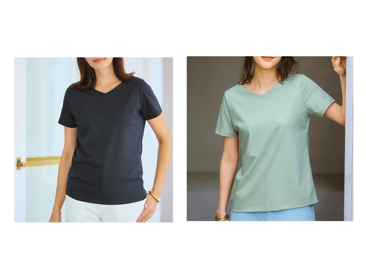 DoCLASSE 浅Vネック半袖スーピマコットンTシャツ、40代50代におすすめ通年使えるベーシックアイテム おすすめ人気トレンドファッション通販アイテム インテリア・キッズ・メンズ・レディースファッション・服の通販 founy(ファニー) 　ファッション　Fashion　レディースファッション　WOMEN　トップス・カットソー　Tops/Tshirt　シャツ/ブラウス　Shirts/Blouses　ロング / Tシャツ　T-Shirts　カットソー　Cut and Sewn　Vネック　V-Neck　インナー　Inner　カシミヤ　Cashmere　カットソー　Cut And Sew　シンプル　Simple　ジャケット　Jacket　ダブル　Double　デニム　Denim　定番　Standard　なめらか　Smooth　人気　Popularity　パール　Pearl　フロント　Front　ベーシック　Basic　半袖　Short Sleeve　NEW・新作・新着・新入荷　New Arrivals　おすすめ　Recommend　夏　Summer　ビジネス 仕事 通勤　Business　ブルー系　Blue　ホワイト系　White　グレー系　Gray　ブラック系　Black　イエロー系　Yellow　グリーン系　Green　ブラウン系　Brown　|ID:crp329100000217426