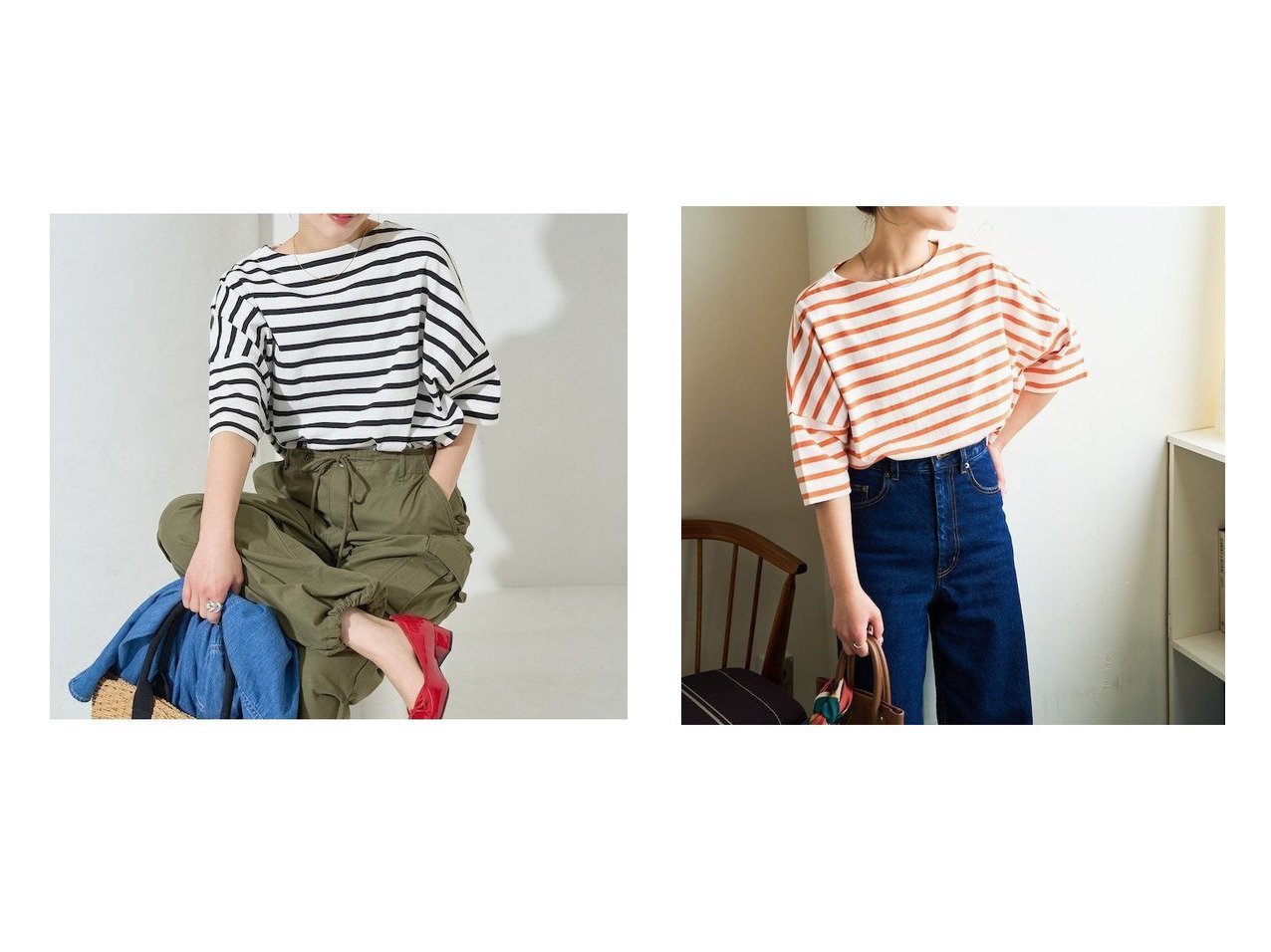 FREAK’S STORE フリークスストア レディースボートネックバスクボーダーオーバーサイズ半袖Tシャツ 限定展開 25SS おすすめ人気トレンドファッション通販アイテム インテリア・キッズ・メンズ・レディースファッション・服の通販 founy(ファニー) 　ファッション　Fashion　レディースファッション　WOMEN　トップス・カットソー　Tops/Tshirt　シャツ/ブラウス　Shirts/Blouses　ロング / Tシャツ　T-Shirts　2025年　2025　2025春夏・S/S　Ss,Spring/Summer,2025　半袖　Short Sleeve　ホワイト系　White　ブラック系　Black　ベージュ系　Beige　ブルー系　Blue　オレンジ系　Orange　ピンク系　Pink　イエロー系　Yellow　グリーン系　Green　|ID:crp329100000217443