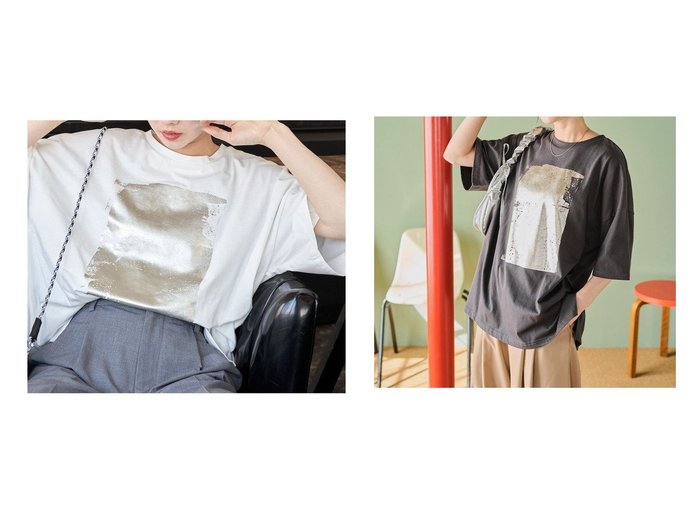 FREAK’S STORE フリークスストア レディース箔プリントビッグシルエット半袖Tシャツ 限定展開 25SS おすすめ人気トレンドファッション通販アイテム 人気、トレンドファッション・服の通販 founy(ファニー) ファッション Fashion レディースファッション WOMEN トップス・カットソー Tops/Tshirt シャツ/ブラウス Shirts/Blouses 2025年 2025 2025春夏・S/S Ss,Spring/Summer,2025 プリント Print 半袖 Short Sleeve 夏 Summer S/S・春夏 Ss・Spring/Summer |ID:crp329100000217447