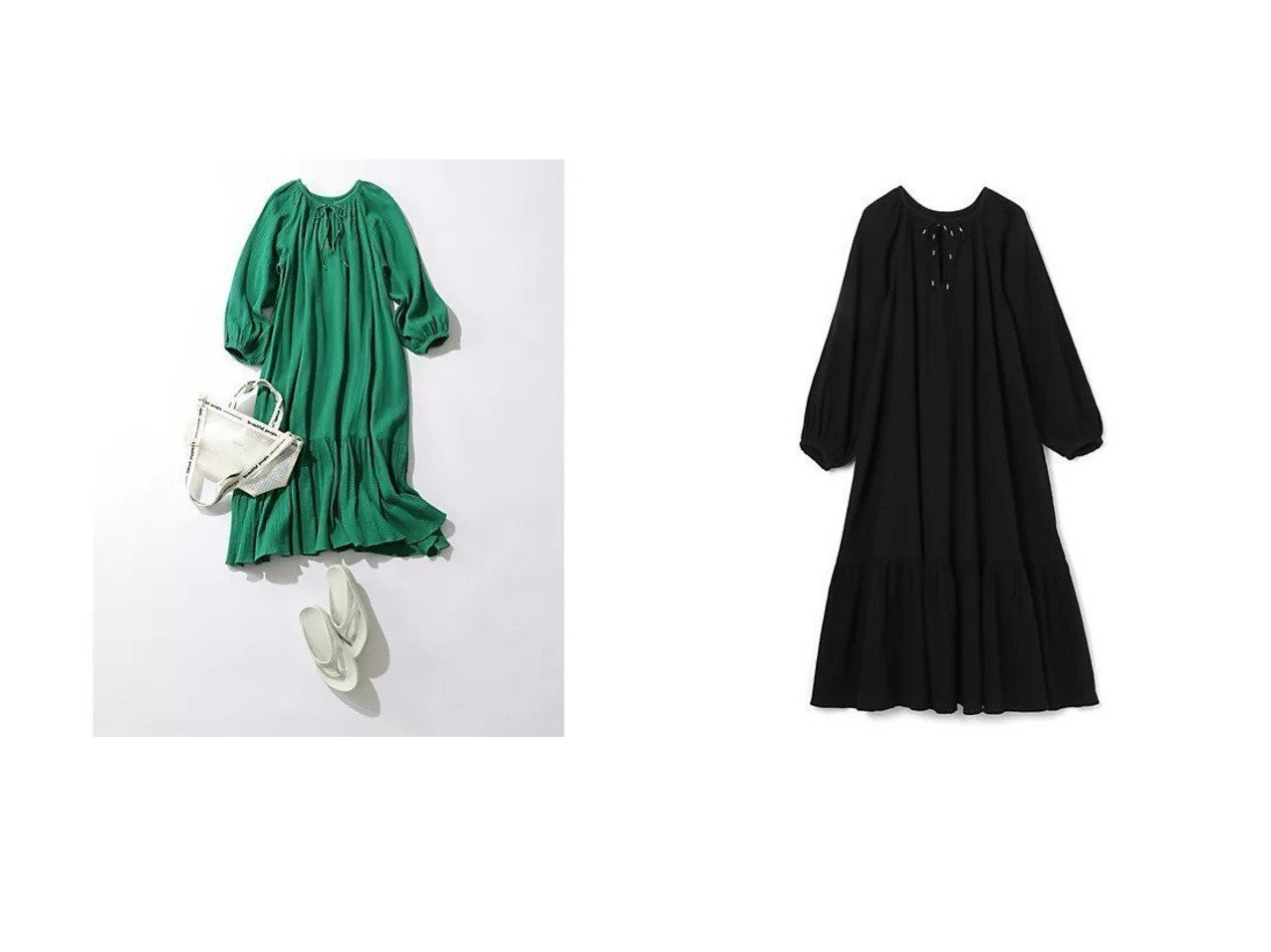 軽やかで優しい着心地のインドコットンガーゼワンピース【Sara Mallika】COTTON GAUZE LONG DRESS おすすめ人気トレンドファッション通販アイテム インテリア・キッズ・メンズ・レディースファッション・服の通販 founy(ファニー) 　ファッション　Fashion　レディースファッション　WOMEN　ワンピース　Dress　ドレス　Party Dresses　インド　India　スキッパー　Skipper　ティアード　Tiered　バランス　Balance　洗える　Washable　グリーン系　Green　ブラック系　Black　|ID:crp329100000217461