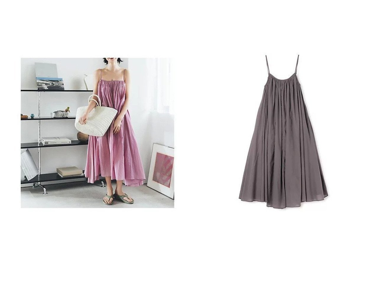 自由にアレンジできる大人フェミニンなキャミドレス【WALANCE】y camisole dress おすすめ人気トレンドファッション通販アイテム インテリア・キッズ・メンズ・レディースファッション・服の通販 founy(ファニー) 　ファッション　Fashion　レディースファッション　WOMEN　ワンピース　Dress　ドレス　Party Dresses　キャミソール　Camisole　ギャザー　Gather　フィット　Fit　フェミニン　Feminine　洗える　Washable　グレー系　Gray　パープル系　Purple　|ID:crp329100000217479