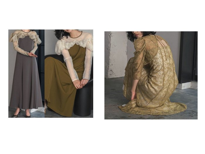 【GIRL/ガール】ラメレースボレロセット＆チュールフリルスリーブ フレアロング結婚式パーティードレス おすすめ人気トレンドファッション通販アイテム 人気、トレンドファッション・服の通販 founy(ファニー) ファッション Fashion レディースファッション WOMEN ワンピース Dress ドレス Party Dresses アウター Coat Outerwear ボレロ Bolero jackets オケージョン Occasion オーガンジー Organdy 切替 Switching とろみ Thickness チュール Tulle デコルテ Decolletage フレア Flare ヨーク Yoke ラッフル Raffle ランダム Random NEW・新作・新着・新入荷 New Arrivals プチプライス・低価格 Affordable おすすめ Recommend エレガント 上品 Elegant 結婚式 Wedding Ceremony |ID:crp329100000217503