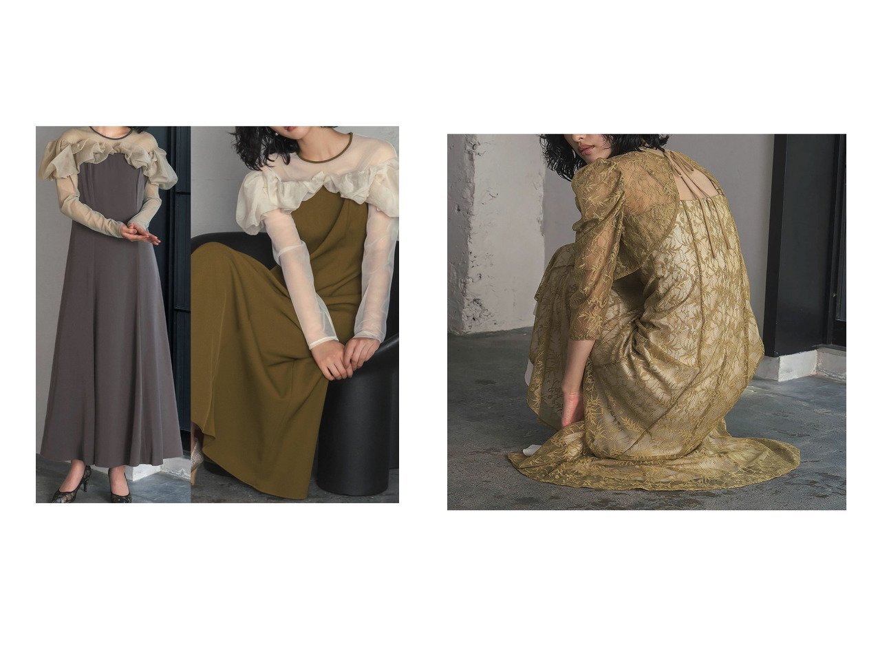 【GIRL/ガール】ラメレースボレロセット＆チュールフリルスリーブ フレアロング結婚式パーティードレス おすすめ人気トレンドファッション通販アイテム インテリア・キッズ・メンズ・レディースファッション・服の通販 founy(ファニー) 　ファッション　Fashion　レディースファッション　WOMEN　ワンピース　Dress　ドレス　Party Dresses　アウター　Coat Outerwear　ボレロ　Bolero jackets　オケージョン　Occasion　オーガンジー　Organdy　切替　Switching　とろみ　Thickness　チュール　Tulle　デコルテ　Decolletage　フレア　Flare　ヨーク　Yoke　ラッフル　Raffle　ランダム　Random　NEW・新作・新着・新入荷　New Arrivals　プチプライス・低価格　Affordable　おすすめ　Recommend　エレガント 上品　Elegant　結婚式　Wedding Ceremony　|ID:crp329100000217503