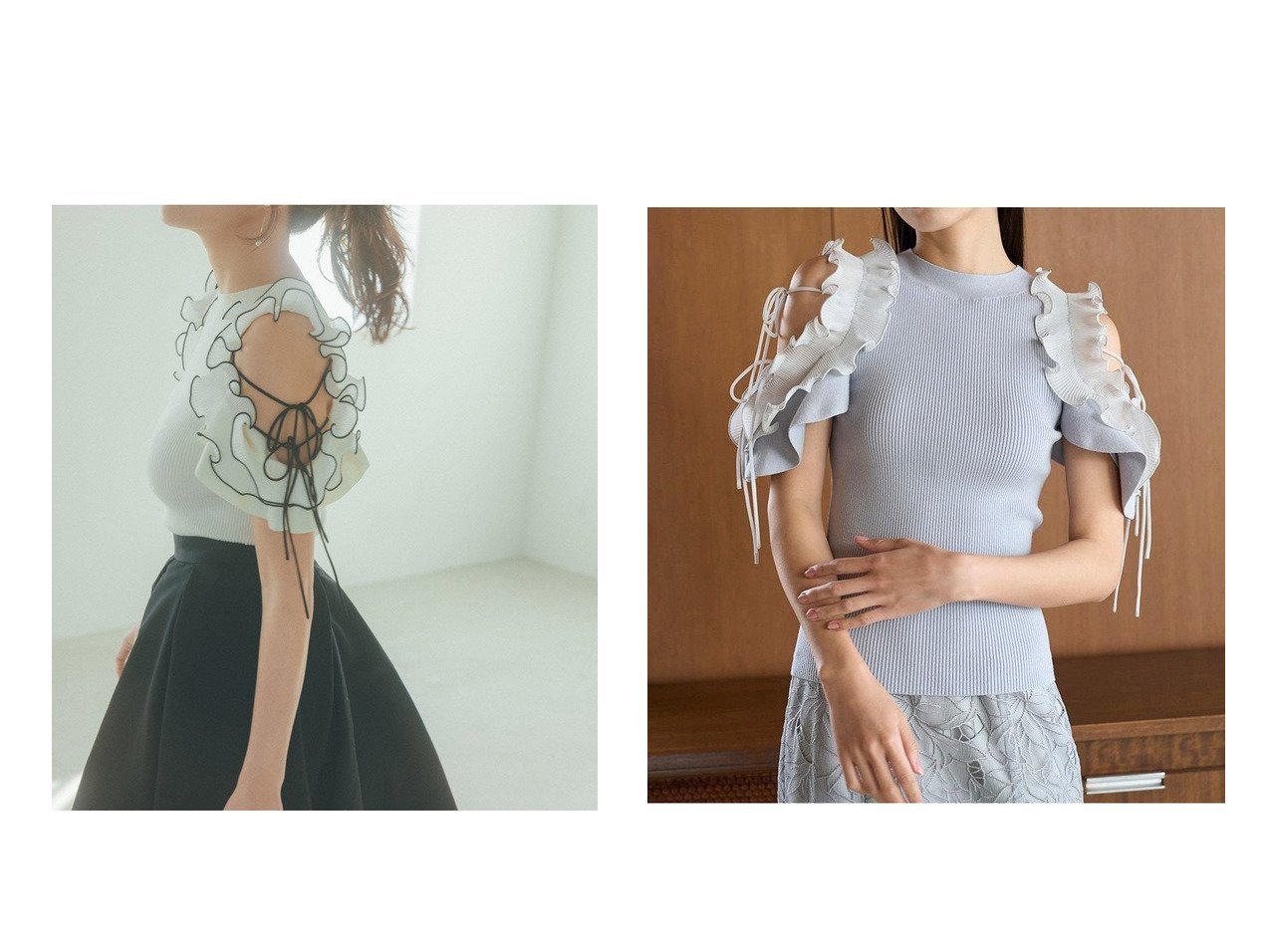 【SNIDEL/スナイデル】の立体フリルで華やかに魅せる プリーツフリルニットプルオーバー おすすめ人気トレンドファッション通販アイテム インテリア・キッズ・メンズ・レディースファッション・服の通販 founy(ファニー) 　ファッション　Fashion　レディースファッション　WOMEN　トップス・カットソー　Tops/Tshirt　ニット　Knit Tops　プルオーバー　Pullover　ウェーブ　Wave　春　Spring　ストレート　Straight　ドッキング　Docking　定番　Standard　人気　Popularity　フィット　Fit　フリル　Frills　プリーツ　Pleats　S/S・春夏　Ss・Spring/Summer　おすすめ　Recommend　夏　Summer　エレガント 上品　Elegant　|ID:crp329100000217551